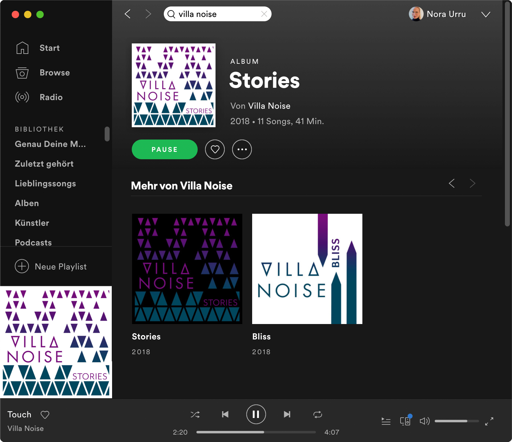 Oberfläche von Spotify Stories