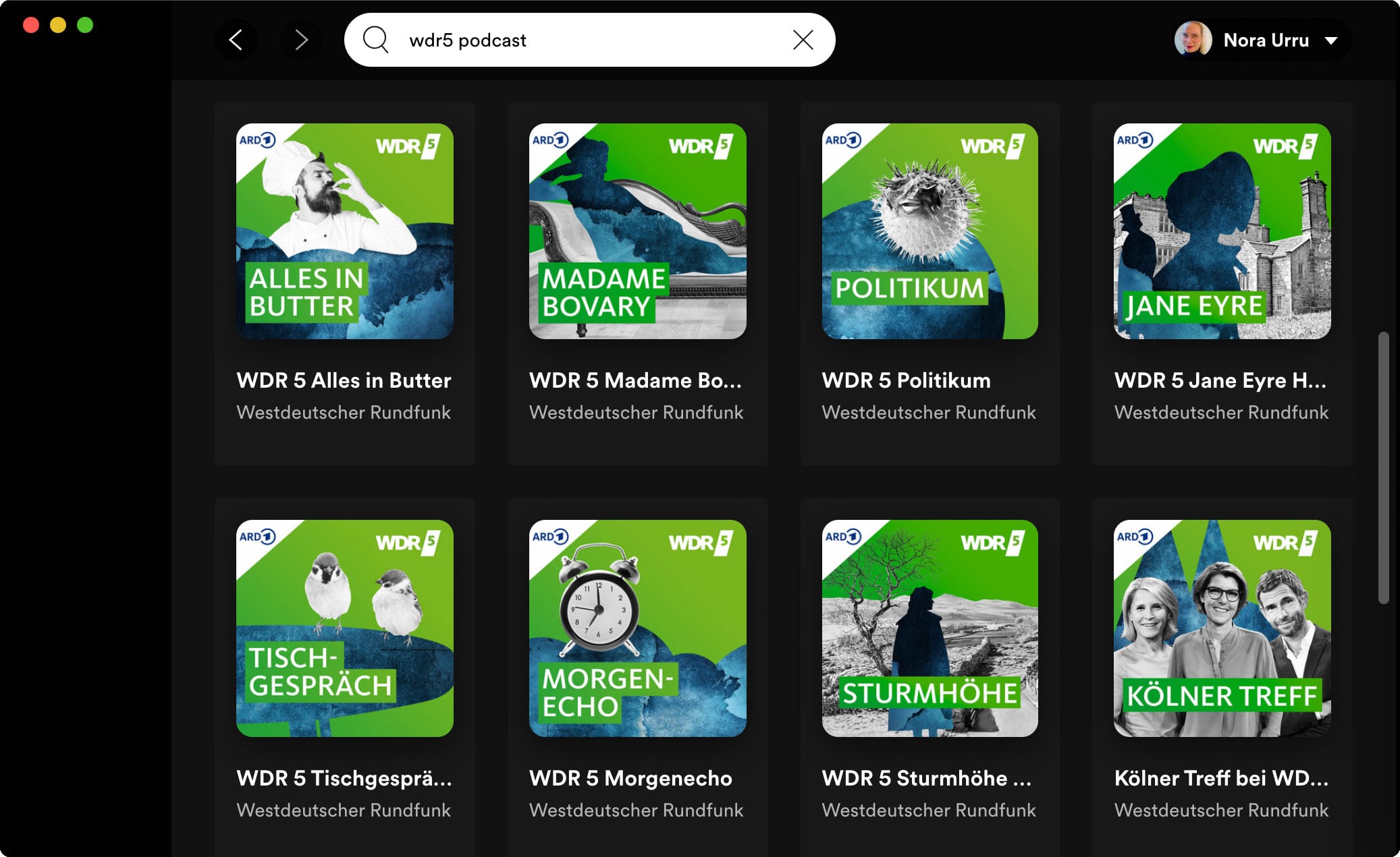 Screenshot von WDR5 Spotify